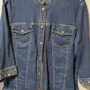 Christopher & Banks Blue Denim Jacket with Paisley Detail